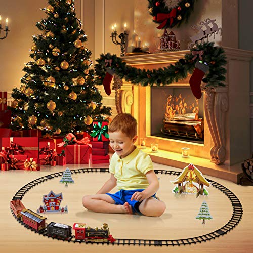 Hot Bee Train Set - Electric Train Toy for Boys Girls w/ Smokes, Lights & Sound, Railway Kits w/ Steam Locomotive Engine, Cargo Cars & Tracks, Christmas Gifts for 3 4 5 6 7 8+ year old Kids Hot Bee Train Set - Electric Train Toy for Boys Girls w/ Smokes, Lights & Sound, Railway Kits w/ Steam Locomotive Engine, Cargo Cars & Tracks, Christmas Gifts for 3 4 5 6 7 8+ year old Kids